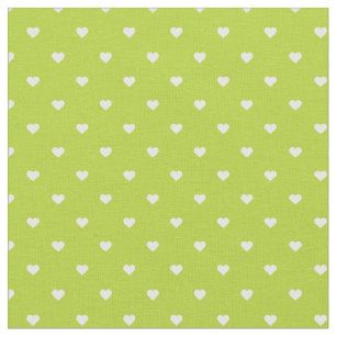 Apple Green Polka Dot Hearts Fabric