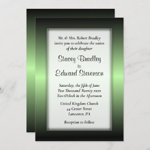 Apple Green Shine Dated Front Wedding Invitation