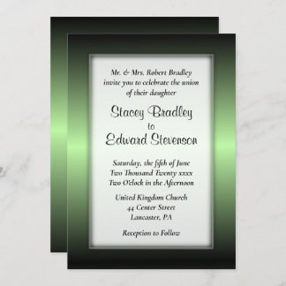 Apple Green Shine Dated Front  Wedding Invitation
