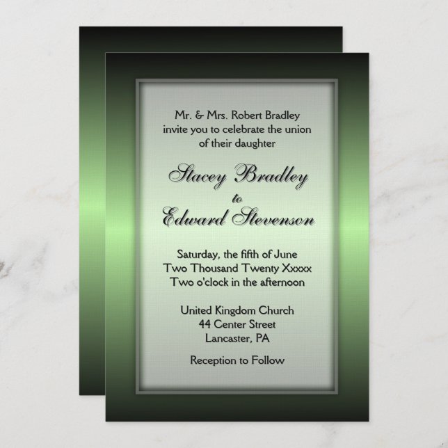 Apple Green Shine Wedding Invitation (Front/Back)