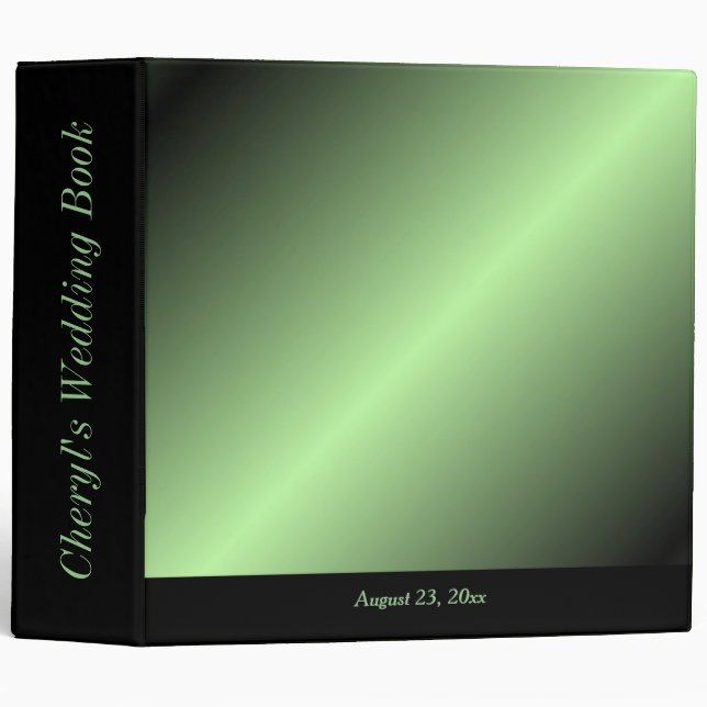 Apple Green Shine Wedding Suite 3 Ring Binder (Front/Spine)