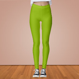 Apple Green Solid Color Leggings