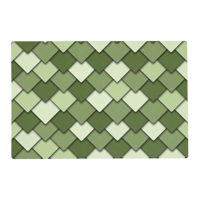 Apple Green Square and Diamond Pattern Placemat (Front)