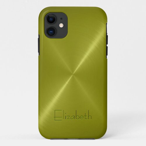 Apple Green Stainless Steel Metal Look iPhone 11 Case