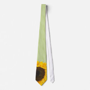 Apple Green Sunflower Tie Dark & Lite Green Stripe