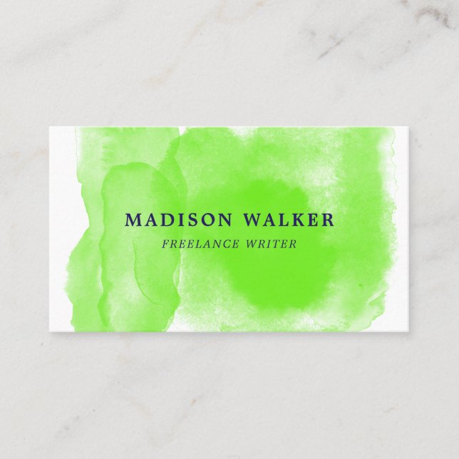 Apple Green Watercolor Business Card (Front)