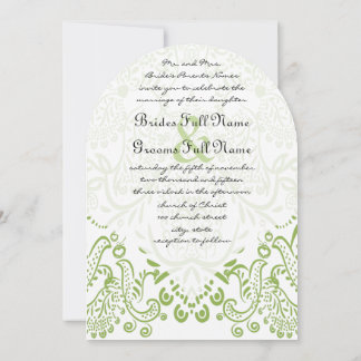 Apple Green Whimsical Bird Wedding Invitations