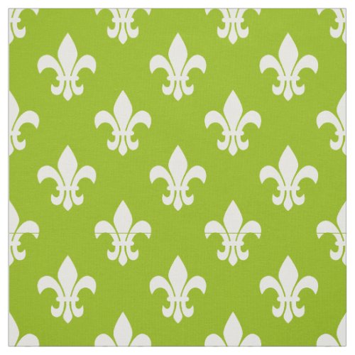 Apple Green White Fleur De Lis Pattern Fabric