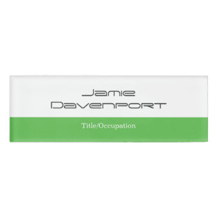 Apple Green White Minimal Modern Bold Name Tag