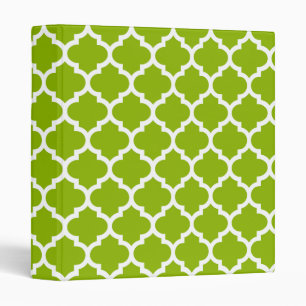 Apple Green White Moroccan Quatrefoil Pattern #5 Binder