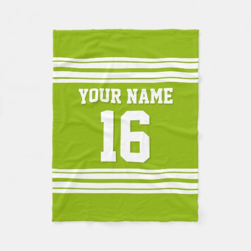 Apple Green White Sports Jersey Fleece Blanket