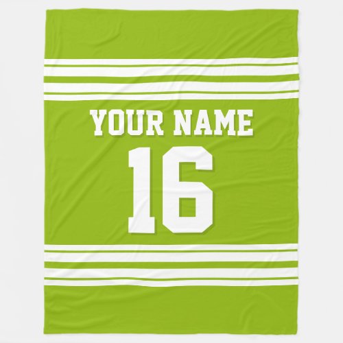 Apple Green White Sports Jersey Fleece Blanket