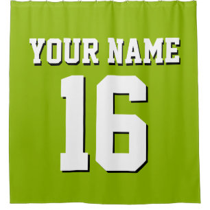 Apple Green White Sports Jersey Team Jersey Shower Curtain