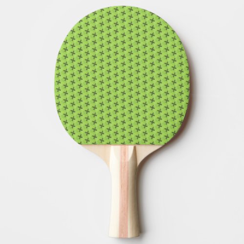 Apple Green with Black Flower Double sided Ping Pong Paddle