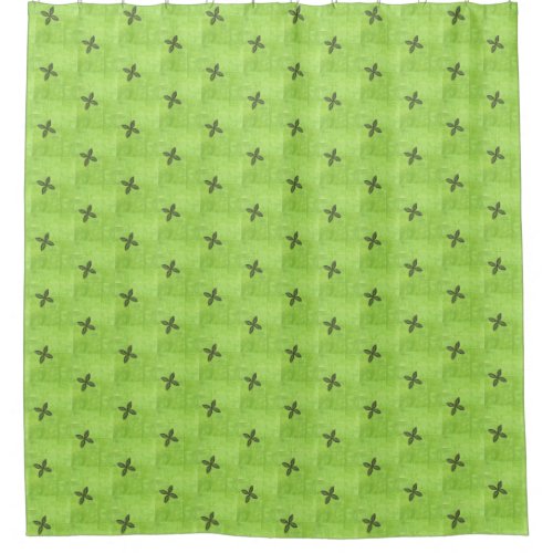 Apple Green with black flower shower curtain