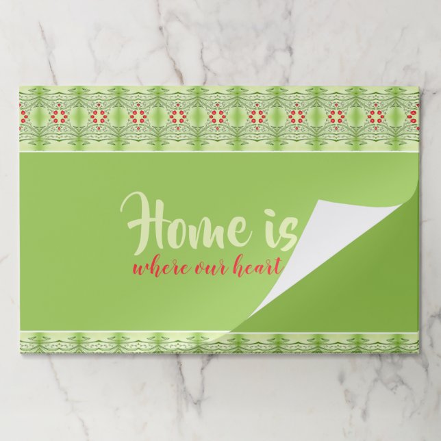 Apple Green With Red Accented Pattern Paper Placem Paper Pad (Folded)