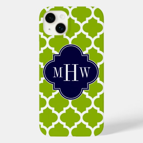 Apple Green Wt Moroccan 5 Navy 3 Initial Monogram Case_Mate iPhone 14 Plus Case