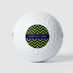 Apple Grn Navy LG Chevron Navy Blue Name Monogram Golf Balls