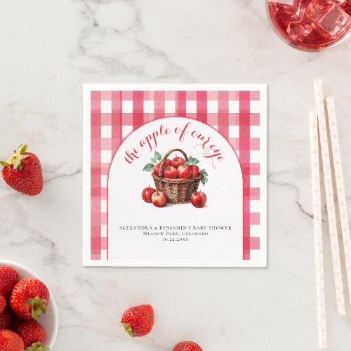 Apple Harvest Gingham Rustic Couple Baby Shower Napkins