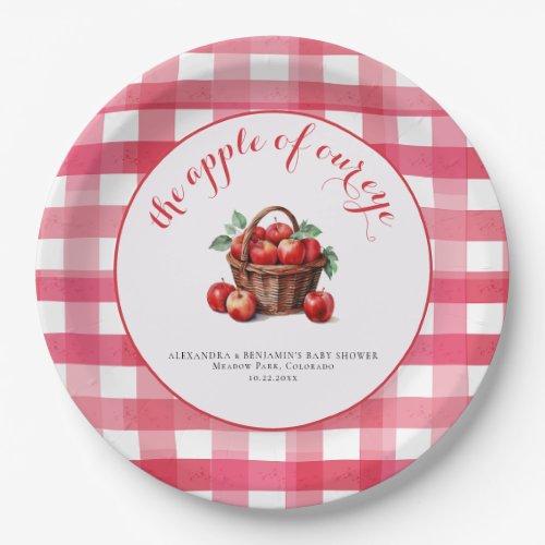 Apple Harvest Gingham Rustic Couple Baby Shower Paper Plates