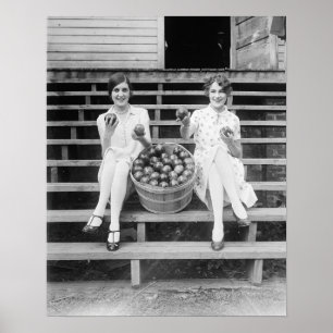 Apple Harvest Girls, 1927. Vintage Photo Poster