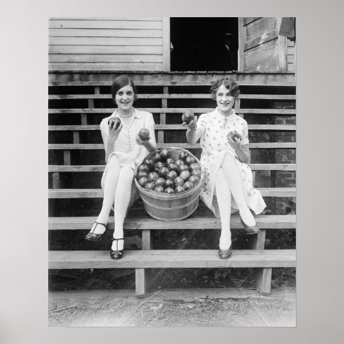 Apple Harvest Girls 1927 Vintage Photo Poster