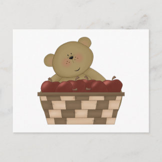 apple harvest teddy bear postcard