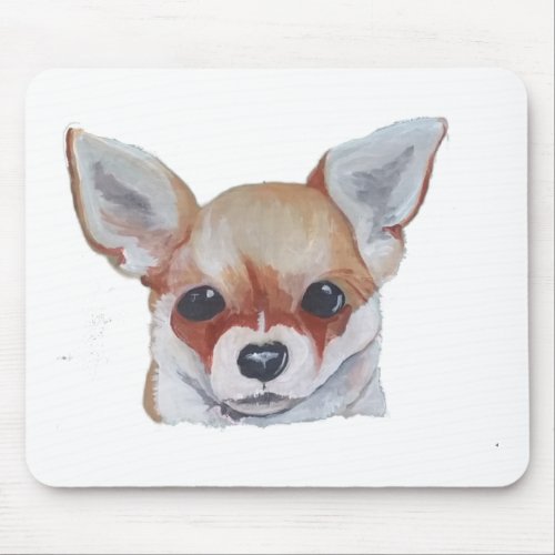 Apple Head Chihuahua Gold White Acrylic Painting Mouse Pad