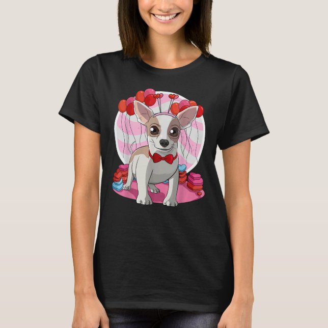 Apple Head Chihuahua Heart Valentine Day Decor T-Shirt (Front)