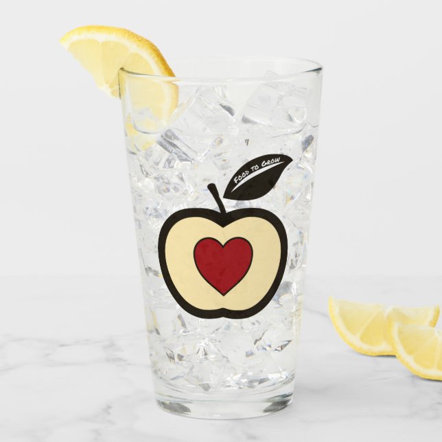 Apple & Heart Black & Red Food to Grow Logo  Glass (Front Ice)