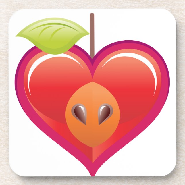 Apple  Heart Drink Coaster (Front)