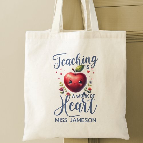 Apple Heart Teachers Appreciation Gift Tote Bag
