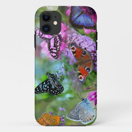 Apple i phone Case with Butterflies  Wild Flowers
