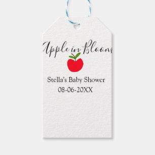 Apple in bloom baby shower red apple name date gift tags