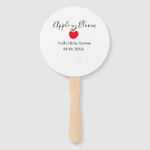 Apple in bloom baby shower red apple name date  hand fan