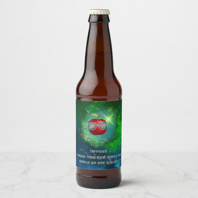 Apple in Thankful Galaxy Beer Bottle Label (Front)