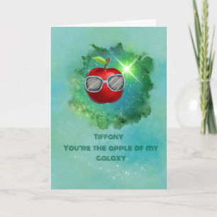 Apple in Thankful Galaxy Thank You Card