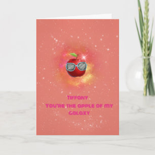 Apple in Thankful Galaxy Thank You Card