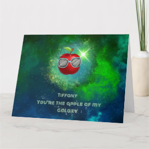 Apple in Thankful Galaxy Thank You Card