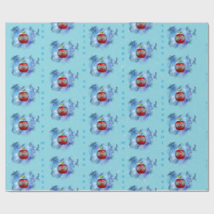 Apple in Thankful Galaxy Wrapping Paper