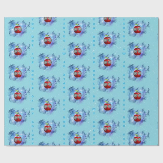 Apple in Thankful Galaxy Wrapping Paper (Flat)
