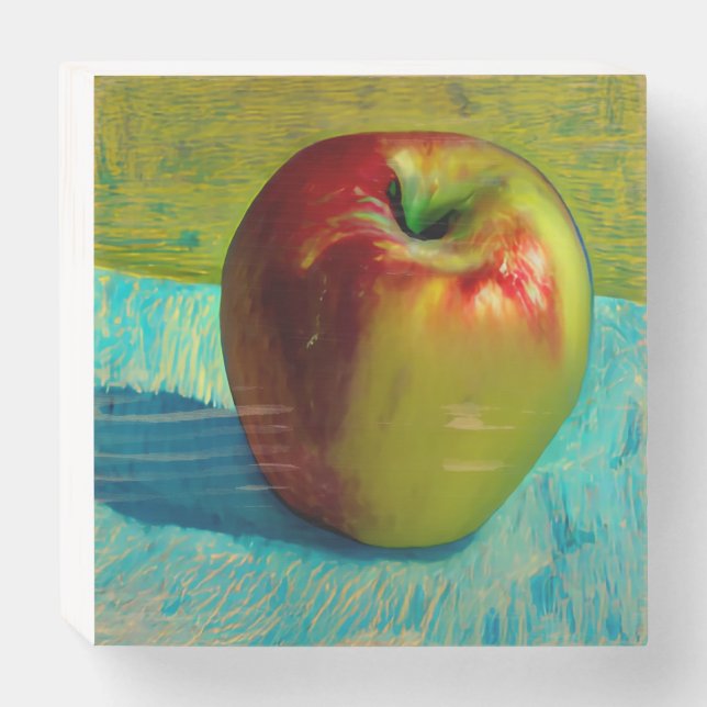 Apple in van gogh style woodern box (Front Horizontal)