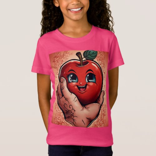 Apple Ink Delight  playful Tattoo Style for kids T_Shirt