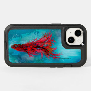 Apple iPhone 14 Red Feather Fish Otterbox!