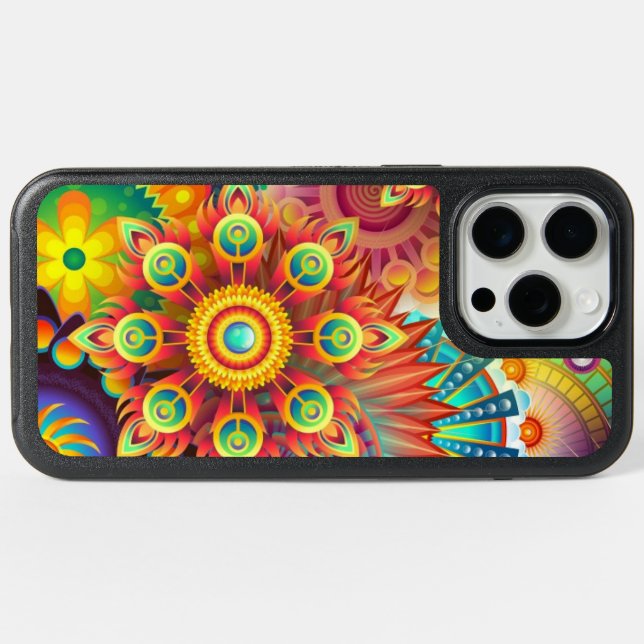 Apple iPhone Case, Whimsical Geometric Design.  15 Pro Max Case (Back Horizontal)