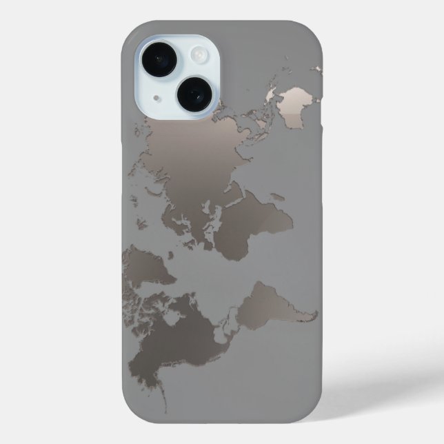 Apple iPhone Case World Map Travel Silver Gray (Back)