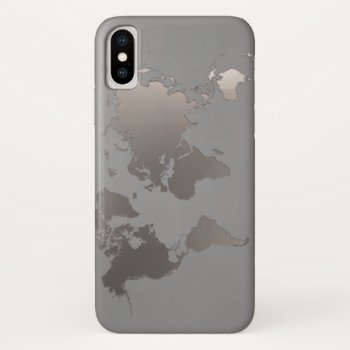 Apple Iphone X Case World Map Business Travel Gray by Tell3People at Zazzle
