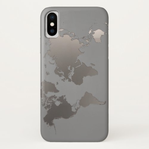 Apple iPhone X Case World Map Business Travel Gray