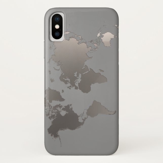 Apple iPhone X Case World Map Business Travel Gray (Back)