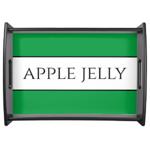 APPLE JELLY Fun Bright Kelly Green White Stripes Serving Tray